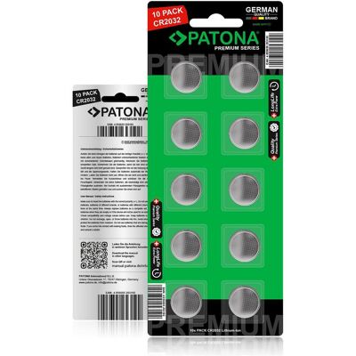 Patona Batteries Replacement Lithium 3V CR2032 10Pack (10 pcs, CR2032, 240 mAh), Batteries + piles - Publicité Patona Batteries Replacement Lithium 3V CR2032 10Pack (10 pcs, CR2032, 240 mAh), Batteries + piles - Publicité