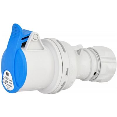 Eti, Prise + connecteur, ES 1632 16A. 230V. 2P+PE. LIZDAS IP44 - Publicité Eti, Prise + connecteur, ES 1632 16A. 230V. 2P+PE. LIZDAS IP44 - Publicité