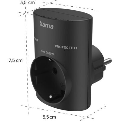 Hama Adaptateur électrique, Steckdosenadapter mit Funktionsanzeige, Kontrollleucht und Überspann (C7, CEE 7/4) - Publicité Hama Adaptateur électrique, Steckdosenadapter mit Funktionsanzeige, Kontrollleucht und Überspann (C7, CEE 7/4) - Publicité