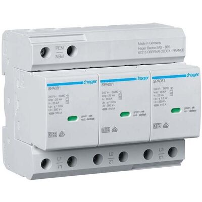 Hager - SPA800 - T1+T2 3P - Uc350V - disjoncteur combiné - Publicité Hager - SPA800 - T1+T2 3P - Uc350V - disjoncteur combiné - Publicité