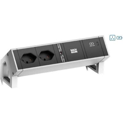 Bachmann, Multiprise, DESK2 2xUK 1xUSB C 30W 0,2m GST18 INOX (2x, BS 1363) - Publicité Bachmann, Multiprise, DESK2 2xUK 1xUSB C 30W 0,2m GST18 INOX (2x, BS 1363) - Publicité