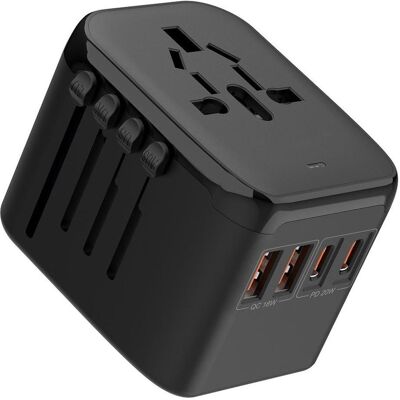 Adaptateur de Voyage Universel SiGN - 20W, Noir, USB-C & USB-A - Publicité Adaptateur de Voyage Universel SiGN - 20W, Noir, USB-C & USB-A - Publicité