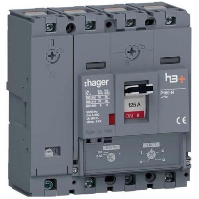 Hager HHS126DC - Disjoncteur 125A 4P - IP40 - Publicité Hager HHS126DC - Disjoncteur 125A 4P - IP40 - Publicité