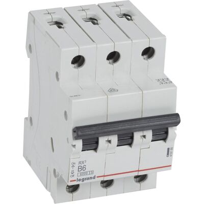 Legrand RX3 Disjoncteur - 6A 3P 6kA 400VAC - Publicité Legrand RX3 Disjoncteur - 6A 3P 6kA 400VAC - Publicité