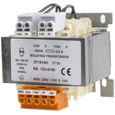 Transformateur d'isolement DIN RS Pro 115V 100VA - Publicité Transformateur d'isolement DIN RS Pro 115V 100VA - Publicité
