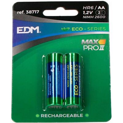 Pile rechargeable EDM Max Pro II Eco-Series AA - 2600mAh - 1,2V - Publicité Pile rechargeable EDM Max Pro II Eco-Series AA - 2600mAh - 1,2V - Publicité