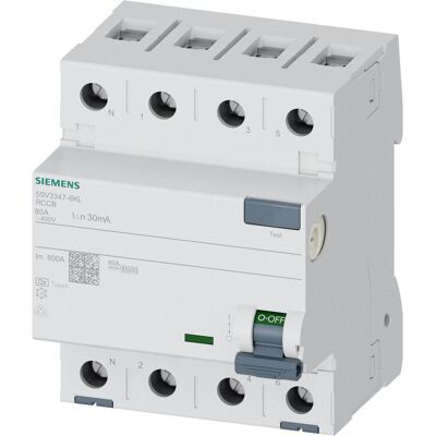Siemens SIEM 5SV3347-6KL 80A 30mA Interrupteur différentiel - Protection contre les chocs électriques - Publicité Siemens SIEM 5SV3347-6KL 80A 30mA Interrupteur différentiel - Protection contre les chocs électriques - Publicité