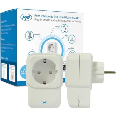 PNI, Minuterie, SmartHome SM440 ON/OFF Prise intelligente avec n'importe quel appareil électrique via Internet - Publicité PNI, Minuterie, SmartHome SM440 ON/OFF Prise intelligente avec n'importe quel appareil électrique via Internet - Publicité