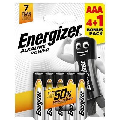 Energizer Pack 4 1 Alimentation AAA (5 pcs, AAA), Batteries + piles - Publicité Energizer Pack 4 1 Alimentation AAA (5 pcs, AAA), Batteries + piles - Publicité