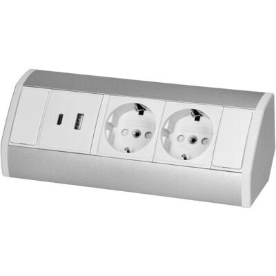 Orno, Multiprise, Multiprise d'Angle avec Ports USB (2x, Type 12, USB-A, USB-C, 0.60 m) - Publicité Orno, Multiprise, Multiprise d'Angle avec Ports USB (2x, Type 12, USB-A, USB-C, 0.60 m) - Publicité