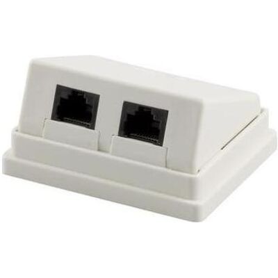 OEM, Prise de courant, Cat. 5e UTP, Anschlussdose Aufputz, 2 x RJ45, Weiss - Publicité OEM, Prise de courant, Cat. 5e UTP, Anschlussdose Aufputz, 2 x RJ45, Weiss - Publicité
