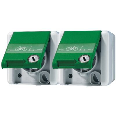 Jung 8220 GN NAWSLEB - Prise double Schuko 16A 250V - Publicité Jung 8220 GN NAWSLEB - Prise double Schuko 16A 250V - Publicité
