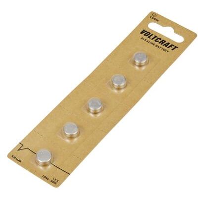 Voltcraft Knopfzelle LR 44 1.5 V 5 St. 100 mAh Alkali-Mangan VC-16108015 (5 pcs, LR44, 100 mAh), Batteries + piles - Publicité Voltcraft Knopfzelle LR 44 1.5 V 5 St. 100 mAh Alkali-Mangan VC-16108015 (5 pcs, LR44, 100 mAh), Batteries + piles - Publicité
