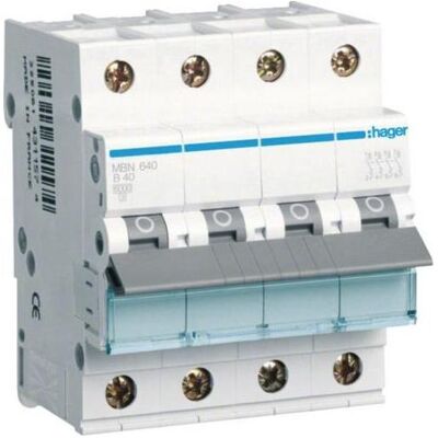 Hager MBN640 Disjoncteur - 3P+N 40A 6kA - Publicité Hager MBN640 Disjoncteur - 3P+N 40A 6kA - Publicité