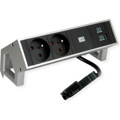 Bachmann, Multiprise, DESK2 2x UTE 1x USB A/C 22W inox (2x, PECO 7/5) - Publicité Bachmann, Multiprise, DESK2 2x UTE 1x USB A/C 22W inox (2x, PECO 7/5) - Publicité