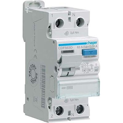 Hager CDF563D - Disjoncteur différentiel 2P 10kA 63A 30mA - Publicité Hager CDF563D - Disjoncteur différentiel 2P 10kA 63A 30mA - Publicité