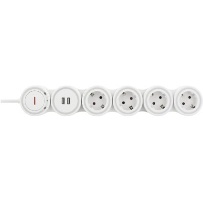 Deltaco Multiprise, GT-290 power extension 4 AC outlet(s) Indoor Blanc (4x, CEE 7/4, USB-A, 1.50 m) - Publicité Deltaco Multiprise, GT-290 power extension 4 AC outlet(s) Indoor Blanc (4x, CEE 7/4, USB-A, 1.50 m) - Publicité