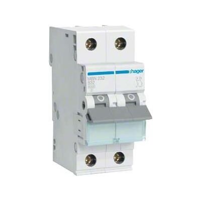 Hager MBN232 Disjoncteur 2P 6kA B-32A - Publicité Hager MBN232 Disjoncteur 2P 6kA B-32A - Publicité