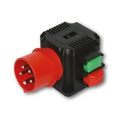 PCE, Prise + connecteur, Fiche CEE en saillie + sortie UPS 16A IP54 5 pôles noir/rouge (CEE 7/4) - Publicité PCE, Prise + connecteur, Fiche CEE en saillie + sortie UPS 16A IP54 5 pôles noir/rouge (CEE 7/4) - Publicité