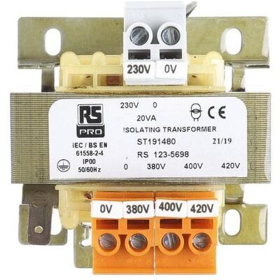 Transformateur d'isolement RS PRO 20VA - Usage général - Publicité Transformateur d'isolement RS PRO 20VA - Usage général - Publicité