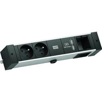 Bachmann, Multiprise, Desk Rail - 2 m - 2 sorties CA - Intérieur - Type E - Aluminium - Plastique - Noir (2x, PECO 7/5, 2 m) - Publicité Bachmann, Multiprise, Desk Rail - 2 m - 2 sorties CA - Intérieur - Type E - Aluminium - Plastique - Noir (2x, PECO 7/5, 2 m) - Publicité