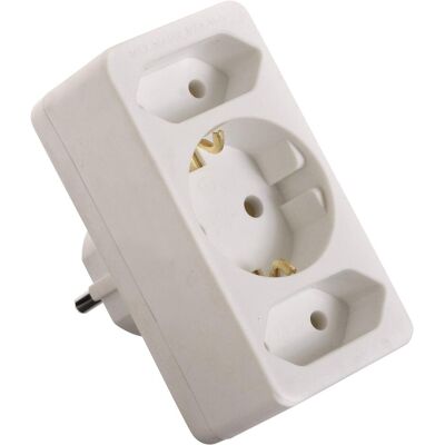 As - Schwabe, Multiprise, Distributeur de prises 49111 Blanc (3x, CEE 7/16, CEE 7/7) - Publicité As - Schwabe, Multiprise, Distributeur de prises 49111 Blanc (3x, CEE 7/16, CEE 7/7) - Publicité