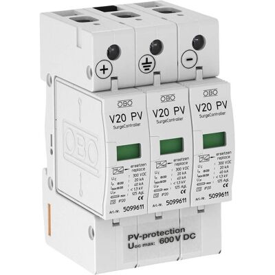 Parafoudre Bettermann V20-C 3PH-600 - Type 2 20kA pour PV - Publicité Parafoudre Bettermann V20-C 3PH-600 - Type 2 20kA pour PV - Publicité