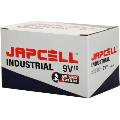 Pile Japcell 9V - Industrielle - Pack de 10 - Publicité Pile Japcell 9V - Industrielle - Pack de 10 - Publicité