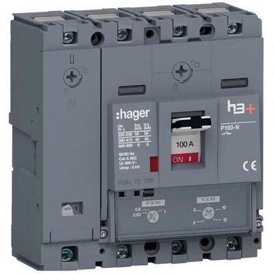 Hager HNS101DC - Disjoncteur compact 4P 100A 40kA - Publicité Hager HNS101DC - Disjoncteur compact 4P 100A 40kA - Publicité