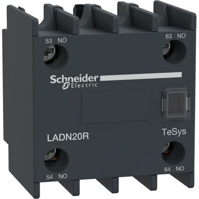 Schneider Bloc de contacts auxiliaires, TeSys Deca, 2NO, bornes à vis LADN20R, Relai - Publicité Schneider Bloc de contacts auxiliaires, TeSys Deca, 2NO, bornes à vis LADN20R, Relai - Publicité