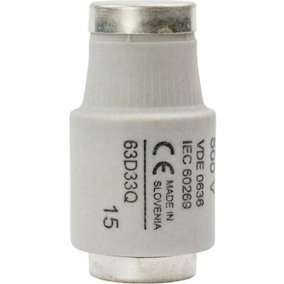 Eaton, Fusible, Cartouche fusible, basse tension, 63 A, AC 500 V, 50 kA, D3, 27 x 16 mm, gR, IEC, superflink 63D33Q (63 A) - Publicité Eaton, Fusible, Cartouche fusible, basse tension, 63 A, AC 500 V, 50 kA, D3, 27 x 16 mm, gR, IEC, superflink 63D33Q (63 A) - Publicité