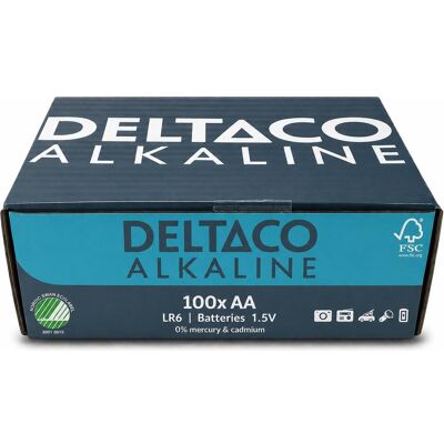 Deltaco AA alkaline 100-pack (100 pcs, AA, 2800 mAh), Batteries + piles - Publicité Deltaco AA alkaline 100-pack (100 pcs, AA, 2800 mAh), Batteries + piles - Publicité