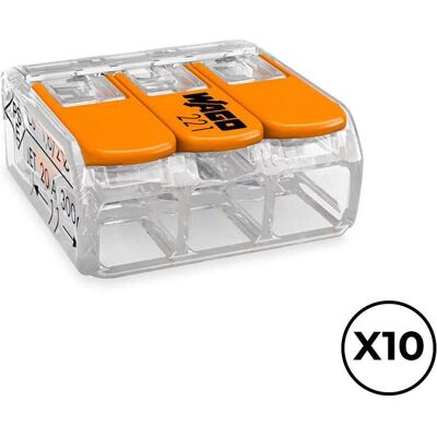 Wago, Connecteur pour câble, Schnellverbinder 18,8 x 18,6 x 8,4 mm 4 mm 450 V 3 conexiones (10 Stück) - Publicité Wago, Connecteur pour câble, Schnellverbinder 18,8 x 18,6 x 8,4 mm 4 mm 450 V 3 conexiones (10 Stück) - Publicité