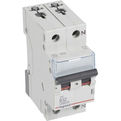 Legrand Disjoncteur, TX3 Disjoncteur de protection de ligne caractéristique B, 32A, unipolaire+N, 6kA, 230VAC, 2TE 403375 - Publicité Legrand Disjoncteur, TX3 Disjoncteur de protection de ligne caractéristique B, 32A, unipolaire+N, 6kA, 230VAC, 2TE 403375 - Publicité