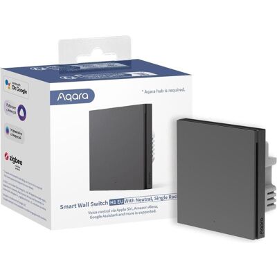 Aqara, Interrupteurs éclairage + volets électriques, AQAZWS-EUK03-G - Interrupteur mural intelligent H1 gris avec neutre, simple bascule (Zigbee) - Publicité Aqara, Interrupteurs éclairage + volets électriques, AQAZWS-EUK03-G - Interrupteur mural intelligent H1 gris avec neutre, simple bascule (Zigbee) - Publicité
