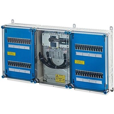 Hensel Boîte de jonction, HEN Mi PV 3931 PV-GAK, avec fusible, Mi PV 3931 24xPV-String sur 1xWR-Entrée - Publicité Hensel Boîte de jonction, HEN Mi PV 3931 PV-GAK, avec fusible, Mi PV 3931 24xPV-String sur 1xWR-Entrée - Publicité