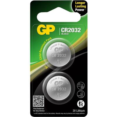 GP Batteries Lithium CR2032 (2 pcs, CR2032, 220 mAh), Batteries + piles - Publicité GP Batteries Lithium CR2032 (2 pcs, CR2032, 220 mAh), Batteries + piles - Publicité
