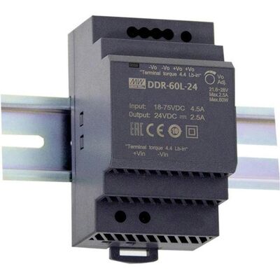 MeanWell, Distributeur de courant mobile, MEAN WELL DDR-60G-5, 60 W, 5 V, RoHS, 52,5 mm, 54,5 mm, 90 mm - Publicité MeanWell, Distributeur de courant mobile, MEAN WELL DDR-60G-5, 60 W, 5 V, RoHS, 52,5 mm, 54,5 mm, 90 mm - Publicité