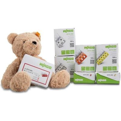 Wago, Connecteur pour câble, 887-448 PROFI-SET m.Steiff-Teddybär m.650xVerbindungsklemmen - Publicité Wago, Connecteur pour câble, 887-448 PROFI-SET m.Steiff-Teddybär m.650xVerbindungsklemmen - Publicité