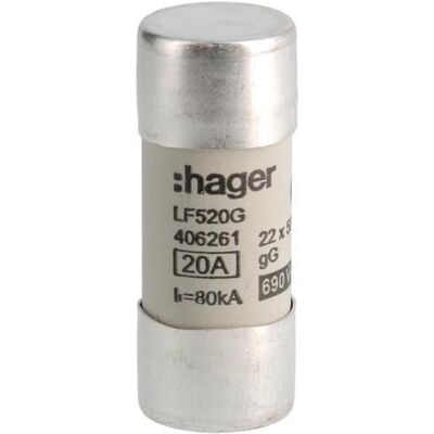 Hager, Fusible, HAG LF520G Cartouche fusible 22x58mm gG 20A (20 A) - Publicité Hager, Fusible, HAG LF520G Cartouche fusible 22x58mm gG 20A (20 A) - Publicité