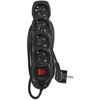 EMOS PC1423R - Rallonge électrique - 4 prises, Interrupteur, 3m, Noir - Publicité EMOS PC1423R - Rallonge électrique - 4 prises, Interrupteur, 3m, Noir - Publicité