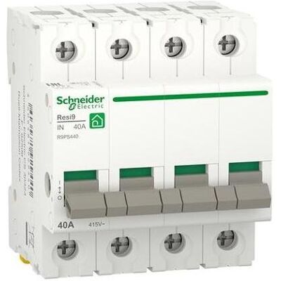 Interrupteur principal Resi9 Schneider Electric 4 pôles - 40A - Publicité Interrupteur principal Resi9 Schneider Electric 4 pôles - 40A - Publicité