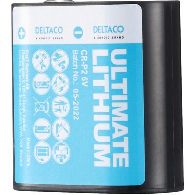 Pile au lithium CR-P2 Deltaco - 6V - Bleu - Publicité Pile au lithium CR-P2 Deltaco - 6V - Bleu - Publicité
