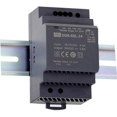 MeanWell, Distributeur de courant mobile, MEAN WELL DDR-60G-24, 60 W, 24 V, RoHS, 52,5 mm, 54,5 mm, 90 mm - Publicité MeanWell, Distributeur de courant mobile, MEAN WELL DDR-60G-24, 60 W, 24 V, RoHS, 52,5 mm, 54,5 mm, 90 mm - Publicité