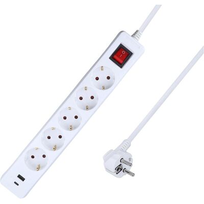 As - Schwabe, Multiprise, Steckdosenleiste mit USB-Port (5x, CEE 7/3, 1.40 m) - Publicité As - Schwabe, Multiprise, Steckdosenleiste mit USB-Port (5x, CEE 7/3, 1.40 m) - Publicité