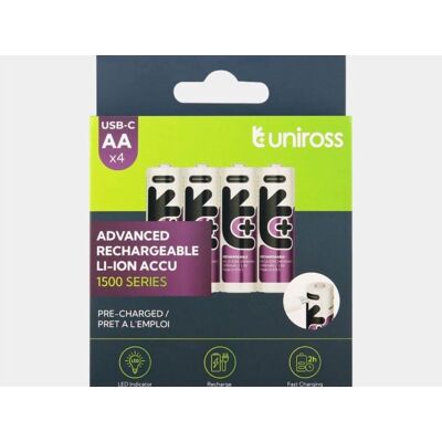 Uniross - HR6 - USB-C - AA - Batterie rechargeable - Publicité Uniross - HR6 - USB-C - AA - Batterie rechargeable - Publicité