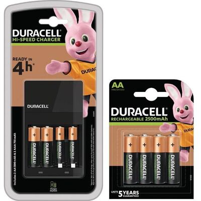 Duracell 4 Hour Charger + 6 AA, 2 x AAA (2 pcs, AA, AAA, Piles rechargeables + chargeur), Chargeur de batterie - Publicité Duracell 4 Hour Charger + 6 AA, 2 x AAA (2 pcs, AA, AAA, Piles rechargeables + chargeur), Chargeur de batterie - Publicité