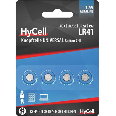 HyCell Alcaline LR41 (4 pcs, LR41, 30 mAh), Batteries + piles - Publicité HyCell Alcaline LR41 (4 pcs, LR41, 30 mAh), Batteries + piles - Publicité