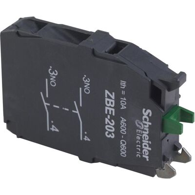 Schneider Electric Double contact 2 x N.O. ZBE203, Bouton + interrupteur, Noir - Publicité Schneider Electric Double contact 2 x N.O. ZBE203, Bouton + interrupteur, Noir - Publicité