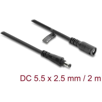 Delock, Rallonge, DC Verlängerungskabel 5,5 x 2,5 mm Stecker zu Buchse mit Bajonettverschluss 18 AWG, 2 m schwarz (2 m) - Publicité Delock, Rallonge, DC Verlängerungskabel 5,5 x 2,5 mm Stecker zu Buchse mit Bajonettverschluss 18 AWG, 2 m schwarz (2 m) - Publicité